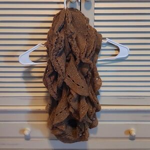 Ruffly Gold/Tan Infinity Scarf